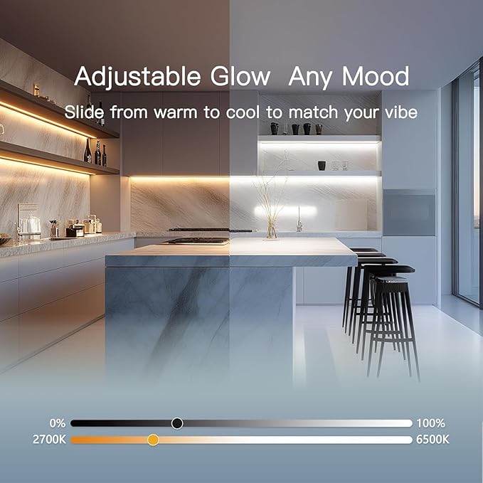 V4light Under Cabinet LED Lighting, 6 Pack Ultra Slim Aluminum Light Bars, Plug-in Kitchen Lights with Touch Dimmer, Dimmable 2700K–6500K, Linkable for Closet, Shelf, Display Cabinet