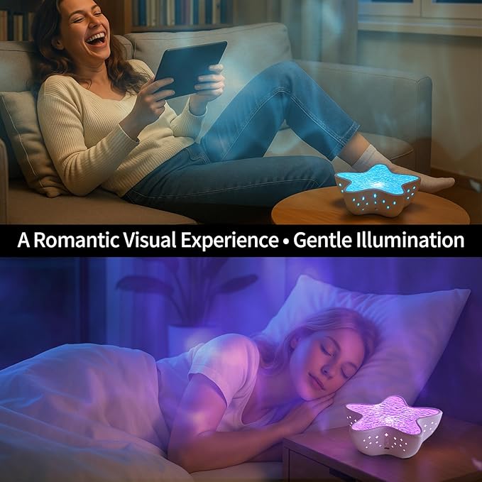 Starfish Northern Lights Projector, 7 Color Modes 3D Ocean Wave Night Light, Water Ripple Star Projector for Bedroom, Aesthetic Room Decor, Unique Birthday Gifts for Women Kids Teen Girls
