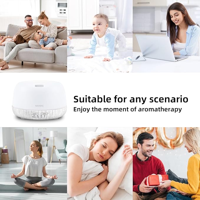 300ML Essential Oil Diffuser with Remote Control, Aromatherapy Diffuser with 7-Color Changing LED Light for Bedroom, Home