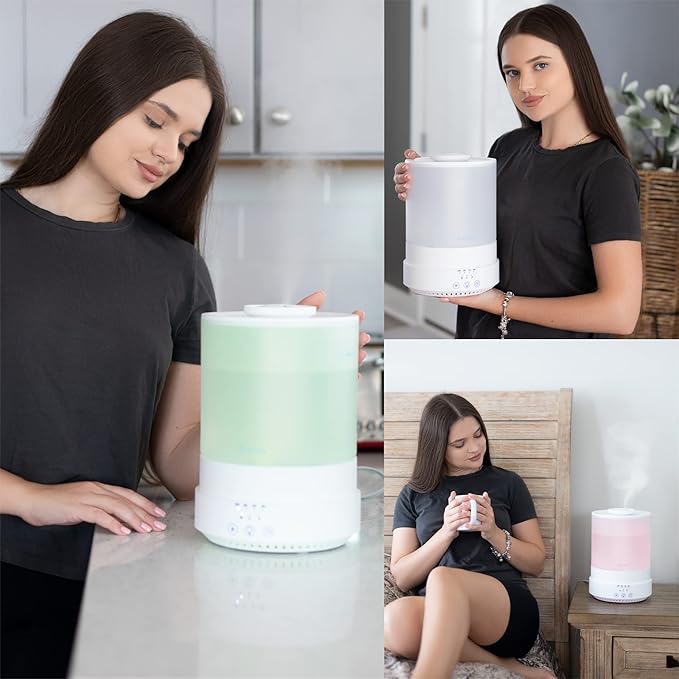 BlueHills Premium Large 2500 ML, 4000 ML and 2000 ML XL Essential Oil Diffusers Humidifier Combo Set of 3 for Large Room Home with Décor LED Lights Great Gift – White.