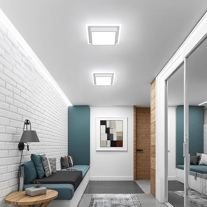 32W Modern LED Ceiling Light, 13 Inches Square Ceiling Light, 5CCT Flush Mount Ceiling Light, Hallway Ceiling Lighting Fixtures for Living Room Bedroom Bathroom Kitchen