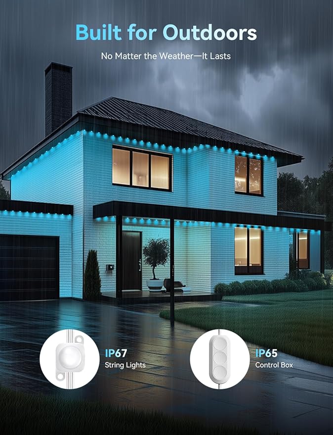 Smart 50FT Permanent Outdoor Lights, RGB LED Lights Outside with App Control - DIY Colors Scene Modes, IP67 Waterproof Eaves Lights for Christmas Halloween Holiday Daily House Roof Eternity Lighting