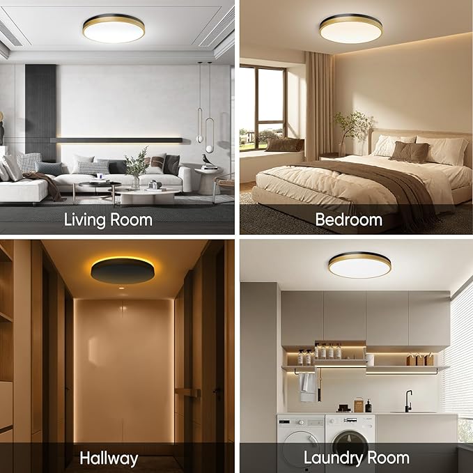 13 Inch Flush Mount Ceiling Light with Remote Control & Night Light, 5CCT Dimmable Ceiling Light Fixture, 25W 2500LM 2700K-6500K Adjustable LED Ceiling Lights for Bedroom Kitchen Living Room