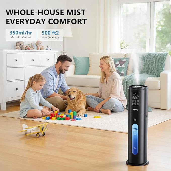 Humidifiers for Bedroom Large Room with 7L/1.85Gal Large Humidifier, Smart App & Remote Control, 4 Mist Levels Large Room Humidifiers for Home Midnight
