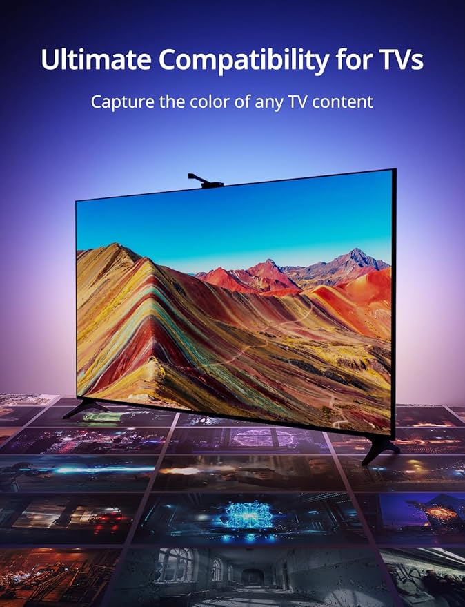 Ailofy TV LED Backlight with HD Wide-Angle Camera for 75-85 Inch TVs, Full-Screen Color Sync Lights for Gaming, Movies & Streaming, App Control, Works with Alexa & Google Assistant