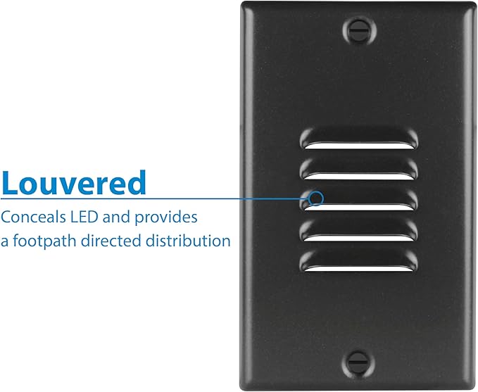 STP2 Vertical Louvered Black LED Step Light with Photocell (STP2L120VBKPC)