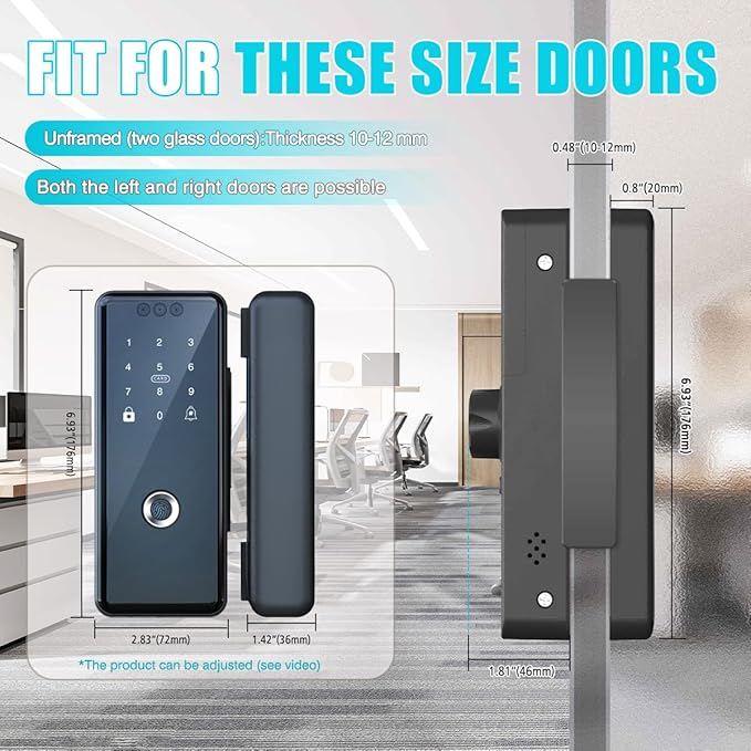 Smart Fingerprint Deadbolt Lock with App Control – 5-in-1 Keyless Entry (Fingerprint, App, Passcode, Card, Key), Tuya WiFi Smart Lock for Wooden, Metal & Framed Glass Doors