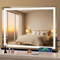 Large Lighted Vanity Mirror, 23" x 19" Light Up Make up Mirror with Smart Touch 3 Colors Dimmable, Tabletop or Wall-Mounted, Memory Function