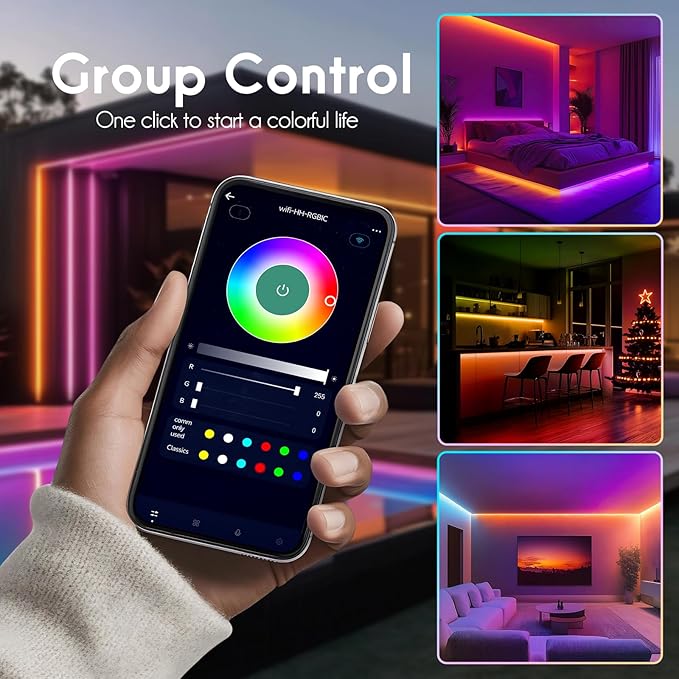 Shine Decor IP68 LED Strip Light 32.8 FT, DC 24V RGB+IC LED Strip Lights, Outdoor Rope Lights with Remote APP Control Music Sync, Color Chasing LED Lights Strip for Chrismas, Pool, Home Decor