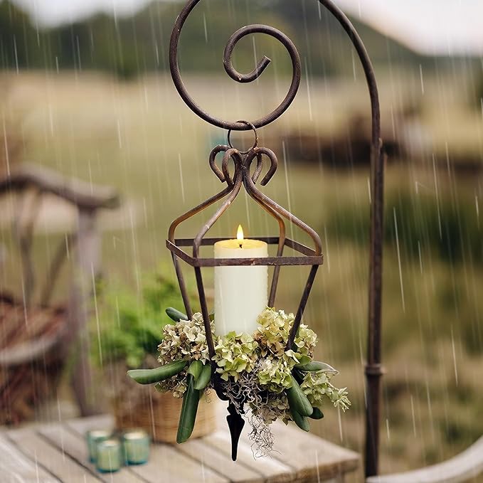 Outdoor 6pcs Flameless Waterproof Candles with Handy Remote Control, Cycle Timer Battery Operated Candle Grease Effect LED Flickering Pillar Plastic Long Lasting (Ivory, 3" x4" 5" 5" 6" 6" 7")
