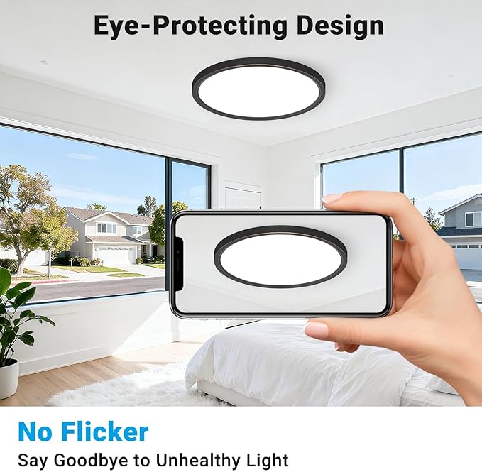 2 Pack LED Flush Mount Ceiling Light,12Inch 24W,3000K/3500K/4000K/5000K/6500K 5 Color Temperatures Ceiling Light Fixture for Kitchen Porch Hallway Bedroom Bathroom Closet,Oil-Rubbed Bronze