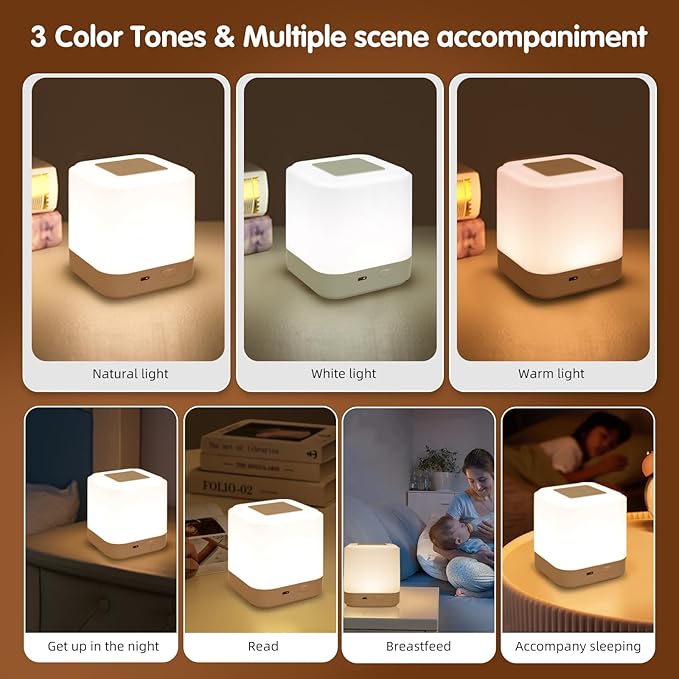 Touch Lamp for Nightstand,Speech Control Bedside Lamp Touch Control for Bedrooms,Smart Rechargeable Night Light,Eye Caring Battery Dimmable Night Lamp for Nursery Kids & Adult