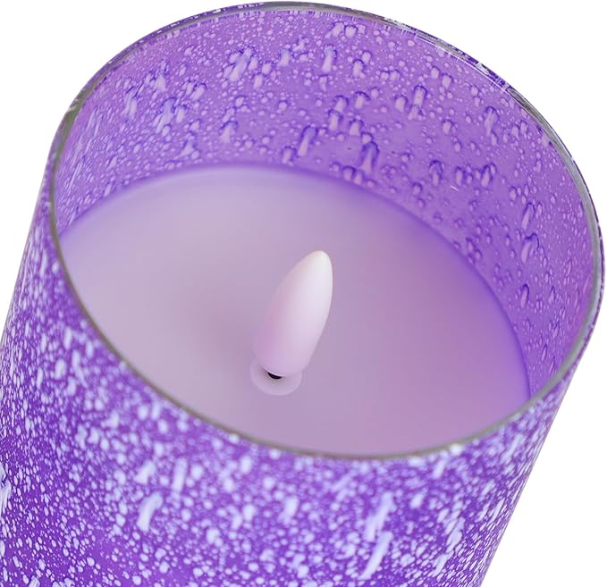 Mingfuxin Purple Flameless Candles with Remote, Set of 3 Indoor Halloween Candles Battery Operated, LED Fake Candles for Bedroom Home Wedding Tabletop Fall Decor