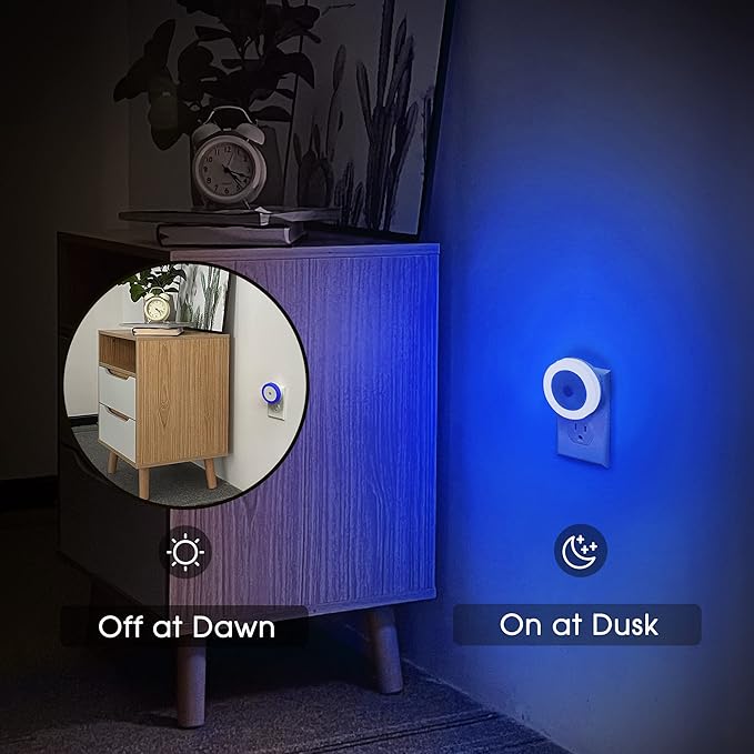 Briignite Blue Night Light, LED Night Lights for Kids, 4 Pack Plug in Night Light, Hallway Lights, Wall Light, Nightlight for Adult, Blue Light, 0.6W 60LM