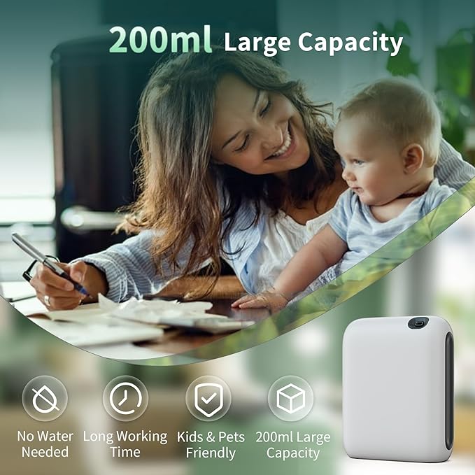 Smart 200ml Waterless Essential Oil Diffuser, 1500 sq.ft Coverage Scent Air Machine for Home, Portable Scent Diffuser, Wall Mounted Cold Air Scent Diffusers for Home Large Room Hotel Office