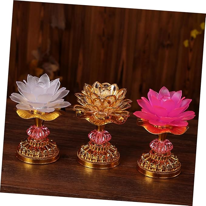 SUPVOX LED Lotus Shaped Lamp Home Decoration Color Changing Desktop Light Buddha Lamp Ornament for Meditation and Spiritual Zen Decor