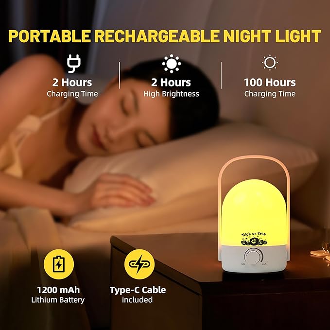 Table Lamp 1200mAh Bedroom Lamps Halloween Rechargeable Camping Light Small Lamps for Small Spaces,White A