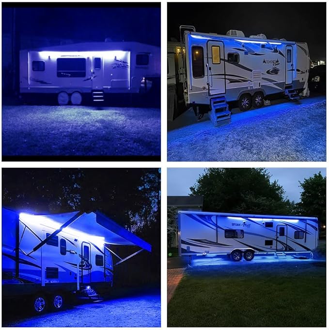 25FT RV Underglow Led Lights Kit, 12V Camper Underbody Lights for Motorhome Travel Trailer Concession Stands Food Trucks, RV Awning Light, RV Led Strip Lights (Blue)