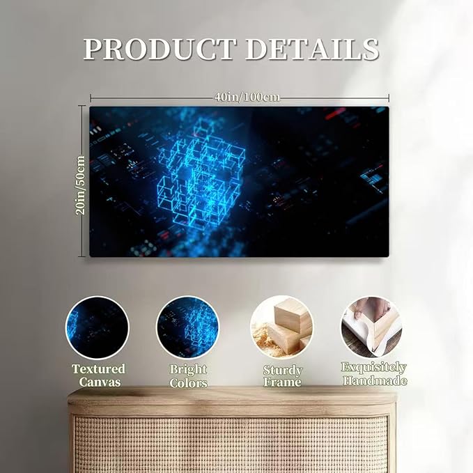 Wibinuki Wall Art Wall Decor Wall Paintings Big da array and infos on The future of quantum technology and AI for Living Room Bedroom Bathroom Home Decor Can Be Hung Directly 20"x 40"