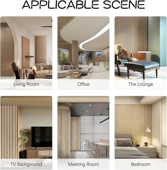 Wall Panels for Interior Wall Decor - Wood Slat Wall Panel Samples Pack (4PCS) - Wall Decor Natural Oak/Walnut/Oak (Grey)/Smoked Wood Wrapped Soundproof Wall Panels