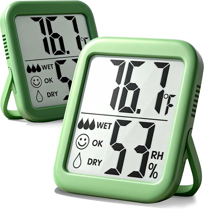 Antonki 2 Pack Room Thermometer for Home, Hygrometer Indoor Humidity Meter Gauge, Digital Temperature and Humidity Monitor Sensor for House, Terrarium, Incubator, Greenhouse - Battery Included