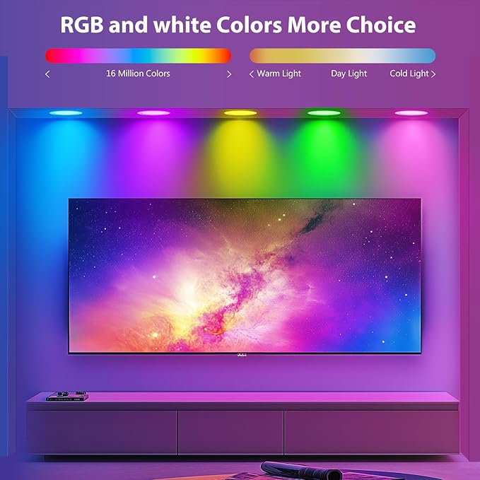 DAYBETTER WiFi 6-Inch Ultra-Thin Recessed Lights-RGBCW Color Changing & Tunable White (2700K–6500K) – Dimmable, Voice Control, Compatible with Alexa, Easy Installation, 2-Pack
