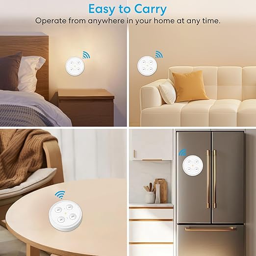 LoraTap Wireless Outlet (2 Pack) - Ergonomic Round Remote (Comfort Grip!) + Magnetic Wall Base - Stick & Grab, No Wall Damage - 15A/1875W 100ft Range - Control for Hard-to-Reach Sockets