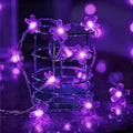 Decorative Flower String Lights, 33ft 100 LED Clear Wire Plug in Fairy Lavender Cherry Blossom Easter Christmas Hanging Decorations, Violiet Wedding Party Indoor Outdoor Decorations (Purple)