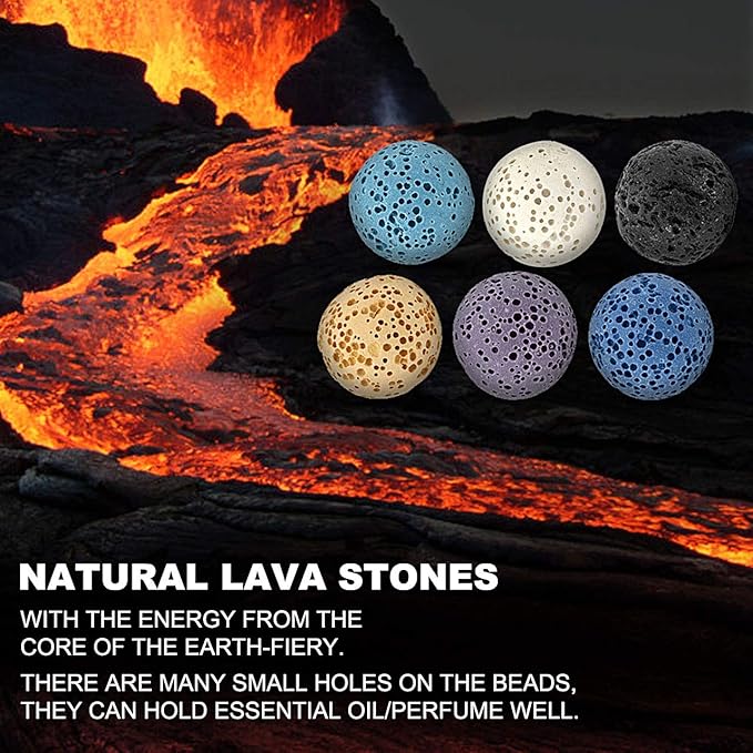 Top Plaza Lava Rock Stone Aromatherapy Essential Oil Diffuser Set Square Ceramic Fragrance Perfume Ware Bowl with 14Pcs Round Shape Lava Stone Beads