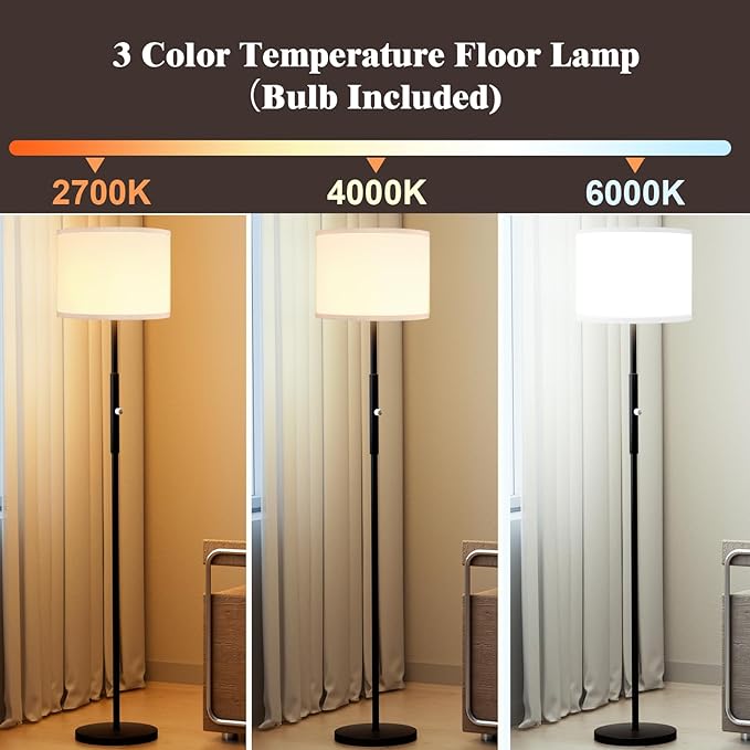 PARTPHONER Floor Lamp for Living Room Bedroom with Lampshade Stencil, 65’’ Modern Tall Lamp Simple Design Standing Lamps for Kids Room Home Office Reading, Bulb Included