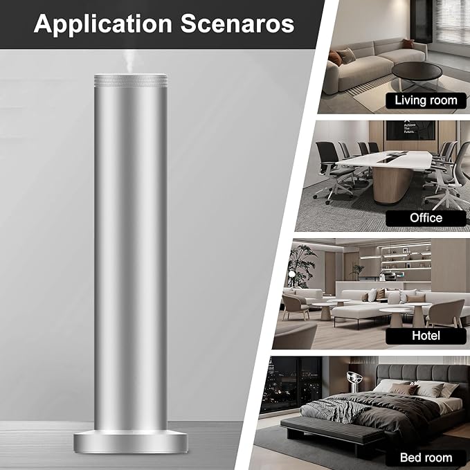 Wireless Hotel Scent Diffuser Starter Kit- Cordless Rechargeable Diffuser for Whole House -Hotel Scents Collection - App Control Waterless Essential Oil Diffuser for Large Room, Studio, Office(Silver)