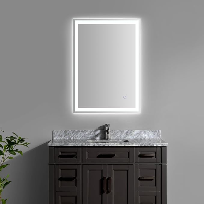 JONATHAN Y MIR100A-2028 Pax 20 in. W x 28 in. H Small Rectangular Frameless Antifog Front/Back-Lit Wall Bathroom Vanity Mirror with Smart Touch