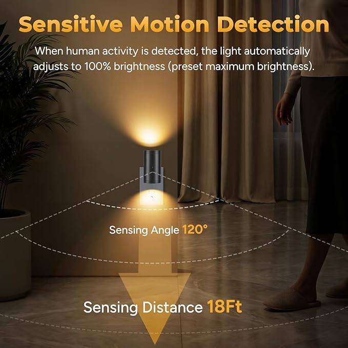 LED Night Lights with Motion Sensor & Dusk to Dawn Sensor, Night Lights Plug into Wall Dimmable Soft White Nightlight with 5-300lm Adjustable Brightness for Bedroom, Bathroom, Stairs, Hallway 2 Pack