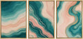 wall26 Framed Canvas Print Wall Art Set Flowing Teal and Blush Marble-Inspired Abstract Illustrations Modern Art Decorative Multicolor for Living Room, Bedroom, Office - 24"x36"x3 NATURAL