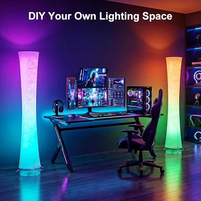 Floor Lamp, RGB Color Changing Led Smart Lamp, Music Sync, APP Remote Control, 62'' Standing Lamp for Living Room Bedroom Game Room
