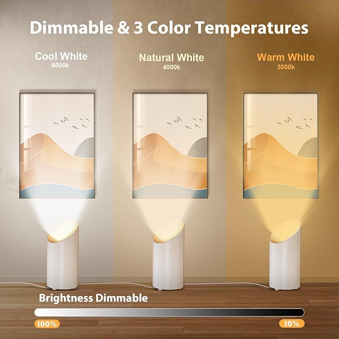Brightown LED SpotLights - 2 Pack Uplighting Floor Can Lights with Remote and Timer, 3 Color Temperatures & Dimmable, 2 Lighting Modes for Wall Picture Painting Plants Indoor Accent Lighting, White