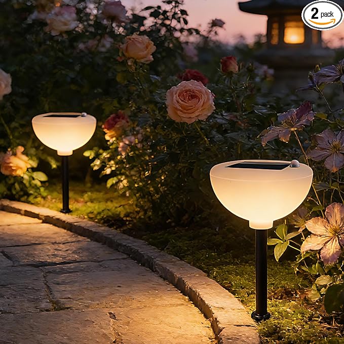 Lightdot Solar Pathway Lights Outdoor Bright Solar Powered Garden Lights Dusk to Dawn, Auto On/Off, IP65 Waterproof Decor Landscape Lighting for Yard/Lawn/Walkway/Driveway-2Pack