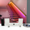 Motion Sensor With Daylight Sensor LED Stair Light Kit KMG-45, 16.4FT RGB Cuttable LED Strip Light for Indoor Handrail stair lights