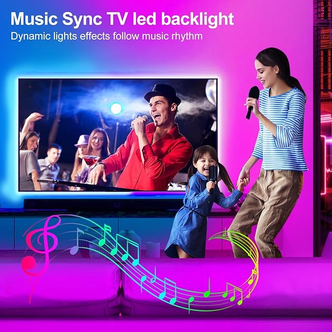 LED Lights for TV 16.4ft LED Light for 45-75 Inch TVs RGB Lights Backlight Behind Music Sync Bluetooth APP and Remote Control TV LEDs Strip USB Powered for Bedroom/Gaming