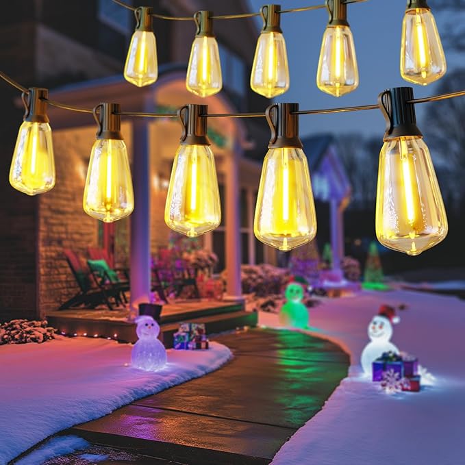 DAYBETTER 50FT Outdoor String Lights Waterproof - 25 Warm White Bulbs 2700K Patio Lights Weatherproof Shatterproof for Garden Backyard Pergola Energy-Efficient LED Party Lighting