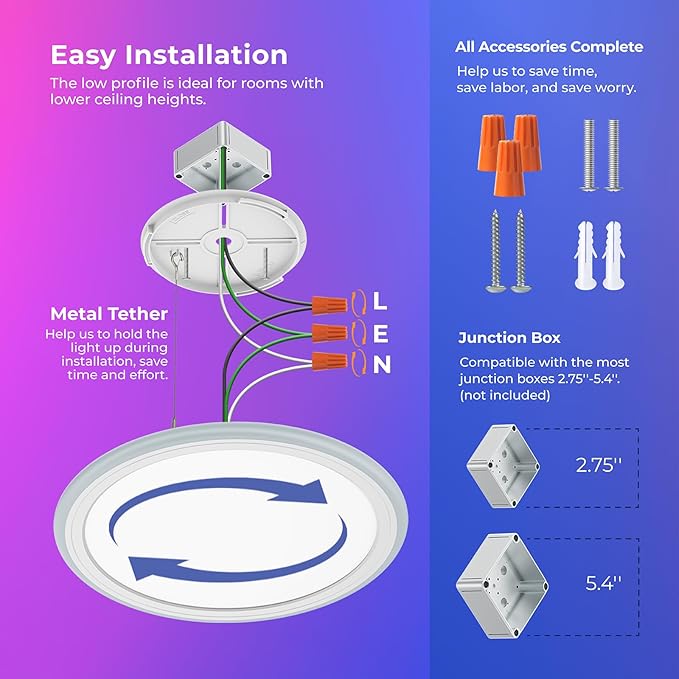 BLNAN Smart RGB LED Flush Mount Ceiling Light with Remote, 13 Inch 24W Dimmable Color Changing Low Profile Wired White Fixture, Works with Alexa Google Home App for Bedroom Living Kids Room Party