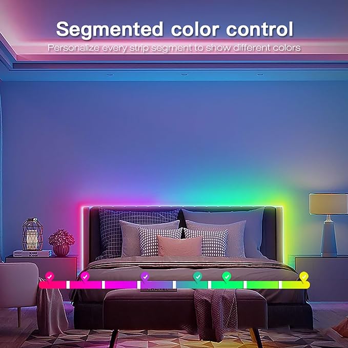 Eujgoov LED Strip Light Controller with Mic, Over 100 Lighting Effects Music Sync WiFi APP Control, for WS2812 SK6812 Addressable LED Strips