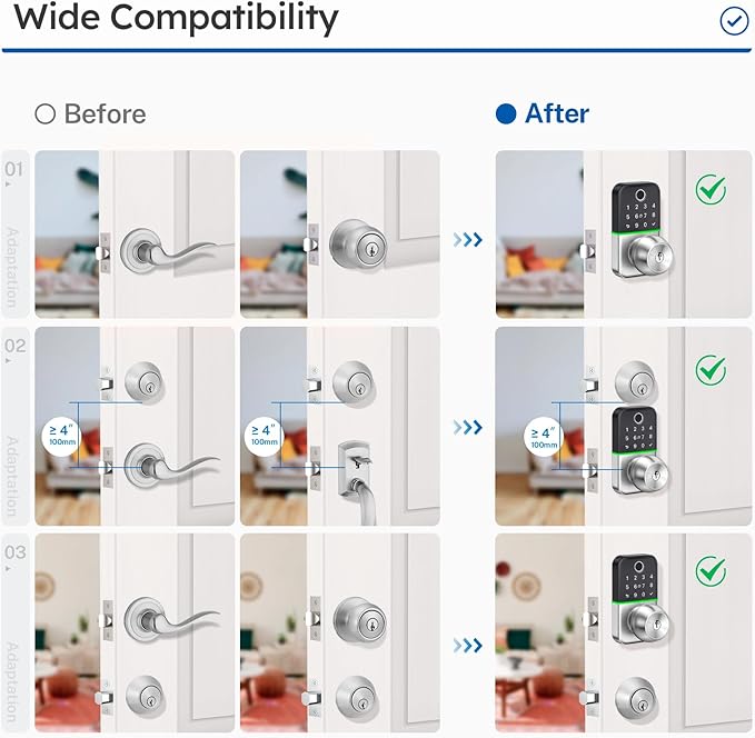 Keypad Smart Door Lock with Knob: Kucacci Keyless Entry Fingerprint Lock for Front Door - Keypad Digital Lock with Handle - Electronic Code Door Knob - Easy Installation - Generate Passcode Remotely