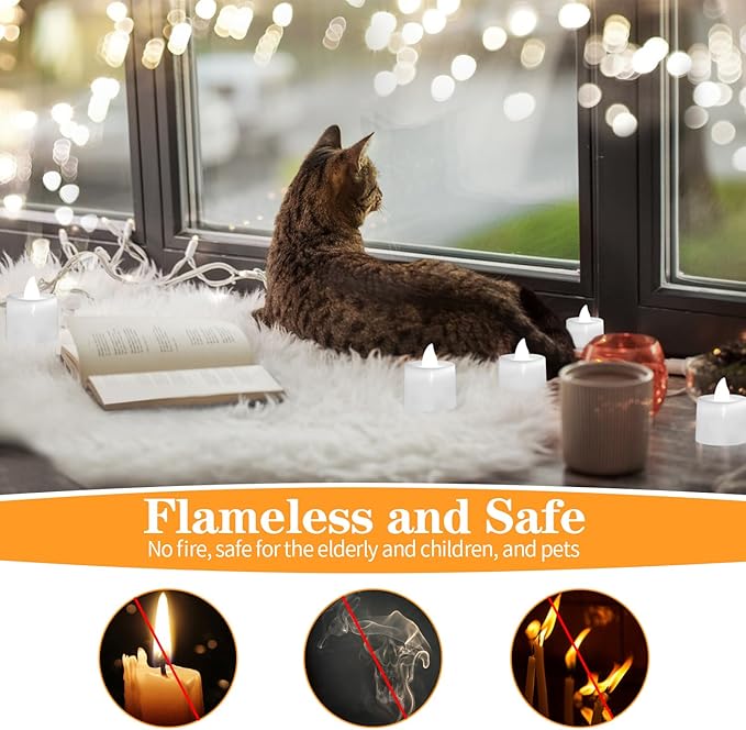 KOABY 25 Pack Flameless Votive Candles, Last 8H+, Pure White Light, No Timer No Flickering