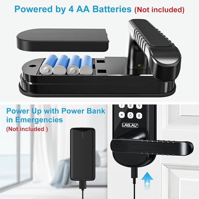 B04 Fingerprint Electronic Door Lock with Keypad and Handle – Keyless Entry Smart Door Lock, Remote APP Control, Code Unlock, Matte Black, Smart Locks for Front Door, Home, Office Use