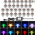 LED Stair Light Low Voltage Waterproof IP65 Outdoor F1.38 Wood Multicolored RGB Recessed LED Deck Lighting Yard Garden Patio Step Landscape Pathway Decor Lamp, Bronze(30pcs, RGB)