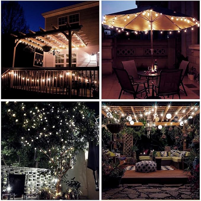 Metaku Outdoor String Lights Battery Operated 16.4ft 50LED Fairy Lights with Remote Waterproof Indoor Outdoor Hanging Globe Decorative for Patio Gazebo Bistro Garden Balcony