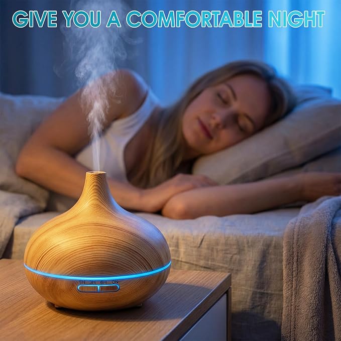 Rechargeable Diffuser for Essential Oils Large Room, 450ml Battery Operated Essential Oil Diffuser with Remote Control, Aromatherapy Oil Diffuser with Timer, 7 Colors Light humidifiers for Home&Office
