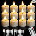 Rechargeable LED Tealight Candle with Remote Control & Timer Flickering FlamelessTea Light Electric Fake Candles with USB Charging Cable for Halloween,Latern,Table,Xmas Decor (12pcs,Warm White)