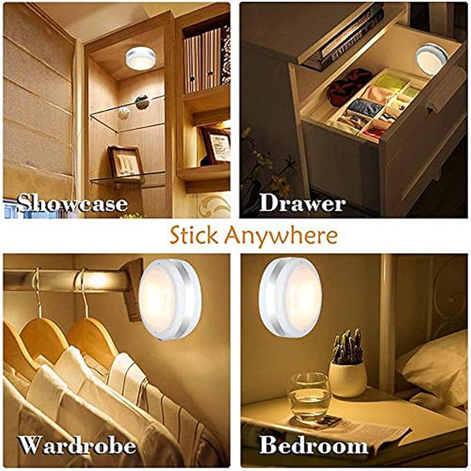 LED Puck Lights with Remote Control, Stick On Under Cabinet Lights, AAA Battery Powered LED Closet Lights with Timer, Auto Off 30 Min Night Light for Closet, Kitchen, Pantry, Stairs